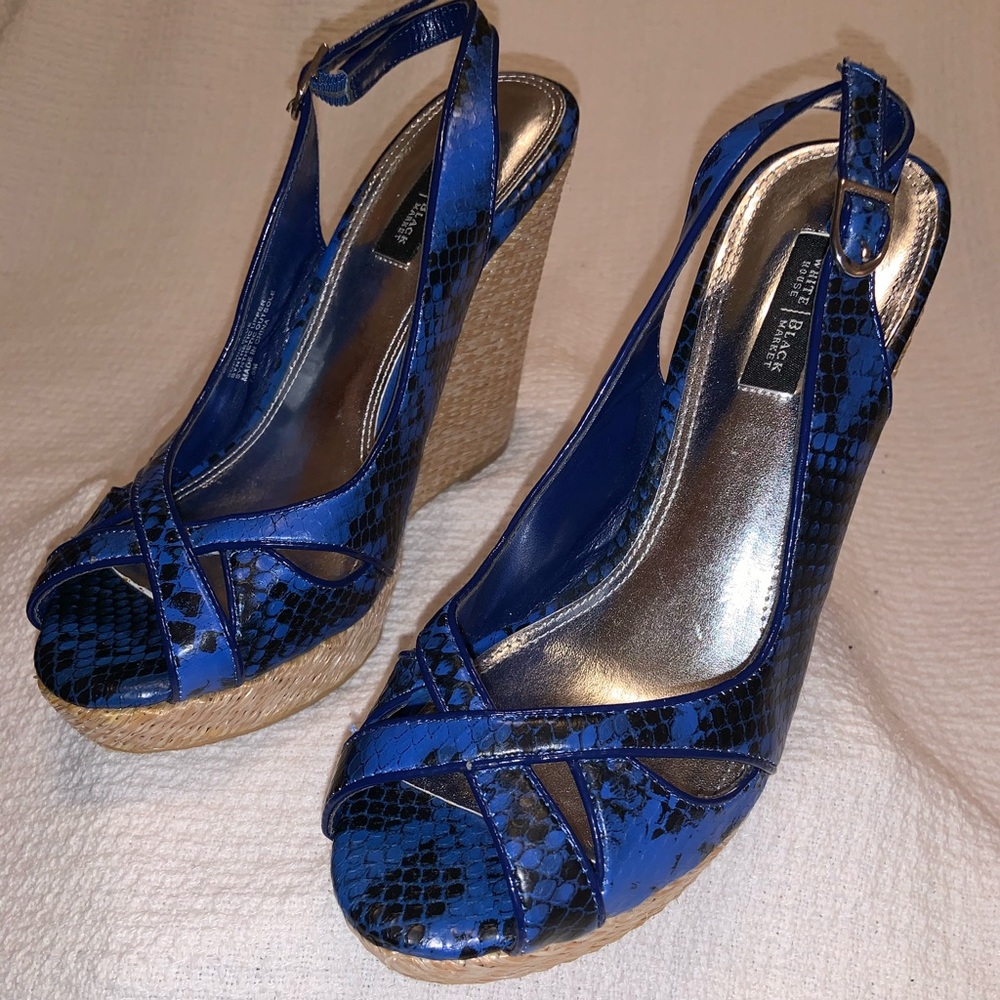 Blue & Black 7.5 wedges White House Black Market